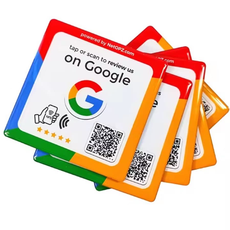 AllTap NFC atsiliepimų kortelė su QR kodu